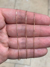 14K Rose Gold Over 925 Sterling Silver Box  Adjustable 1mm Chain, Silver, Sterling Silver Chain, 925 Sterling Silver, Finished Necklace